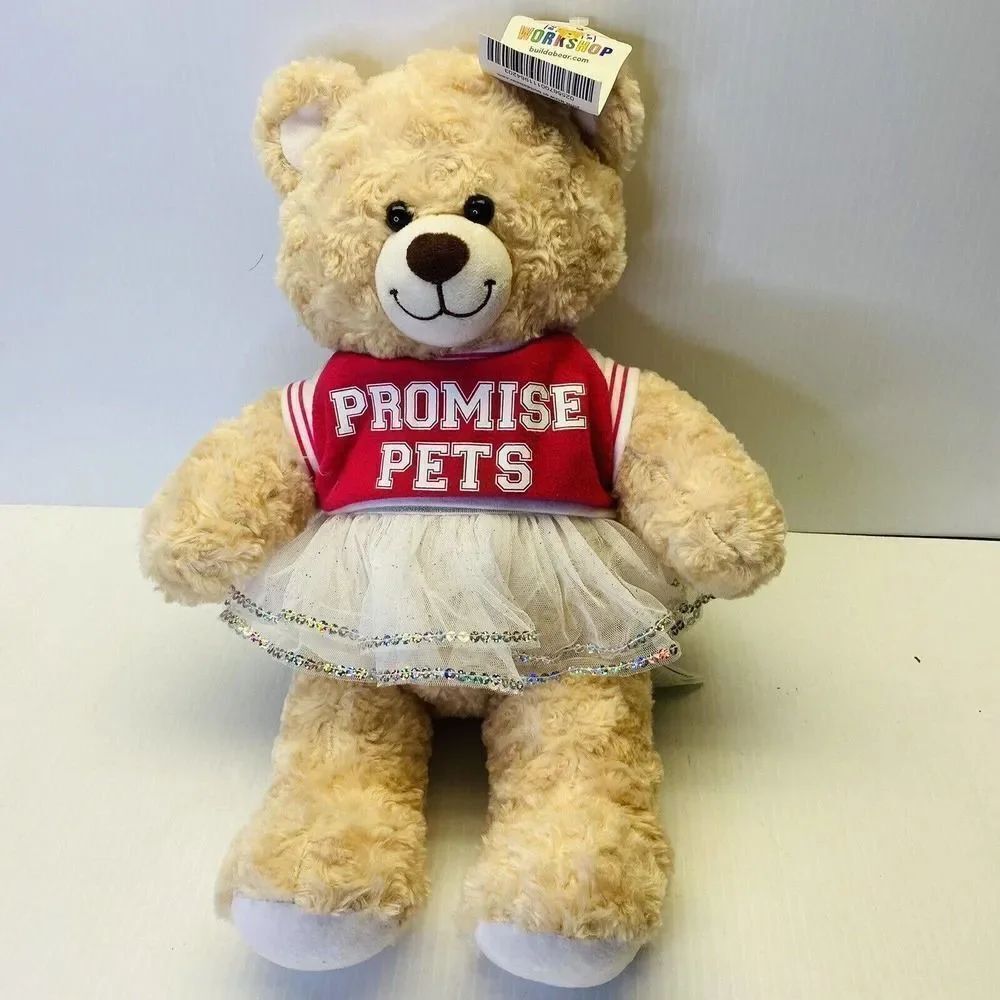 Build-A-Bear Happy Hugs/Heart Flowers Bear * Beige 16” W/ Heartbeat Sound/ TuTu